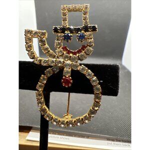 Vtg Open Design Crystal Goldstone  Brooch Sparkly & Cheerful 2" T